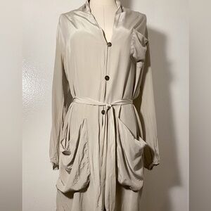 HENGST 100% silk gray shirt dress/ duster